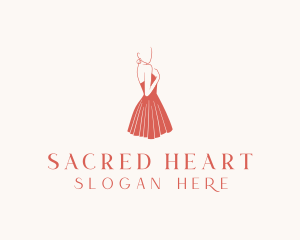 Lady Red Dress Fashion  logo design