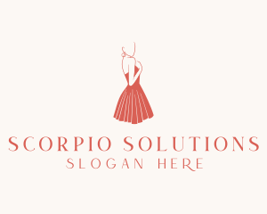 Lady Red Dress Fashion  logo design