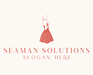 Lady Red Dress Fashion  logo design