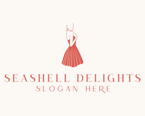 Lady Red Dress Fashion  logo design