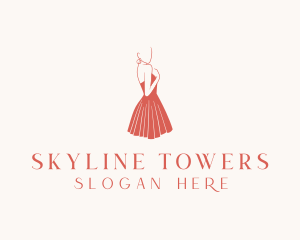 Lady Red Dress Fashion  logo design