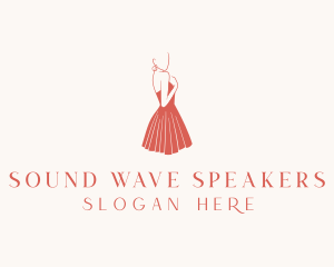 Lady Red Dress Fashion  logo design