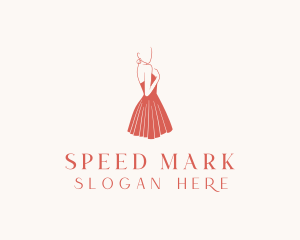 Lady Red Dress Fashion  logo design