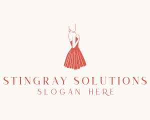 Lady Red Dress Fashion  logo design