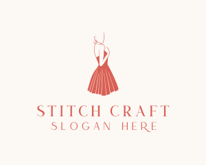 Lady Red Dress Fashion  logo design