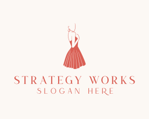 Lady Red Dress Fashion  logo design