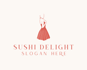 Lady Red Dress Fashion  logo design