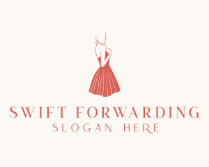 Lady Red Dress Fashion  logo design