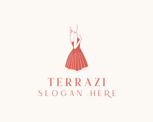 Lady Red Dress Fashion  logo design