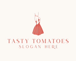 Lady Red Dress Fashion  logo design