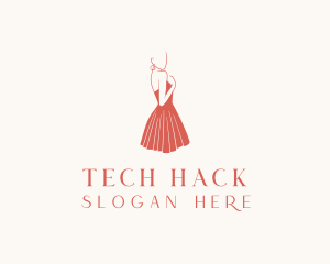 Lady Red Dress Fashion  logo design