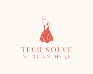 Lady Red Dress Fashion  logo design