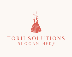 Lady Red Dress Fashion  logo design