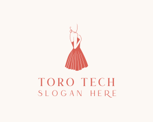 Lady Red Dress Fashion  logo design