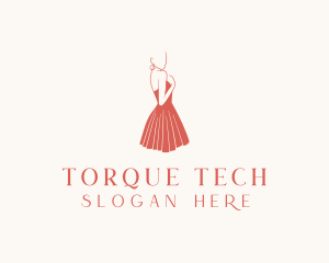 Lady Red Dress Fashion  logo design