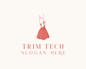 Lady Red Dress Fashion  logo design