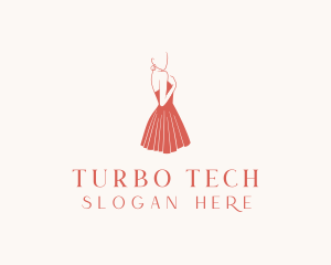 Lady Red Dress Fashion  logo design