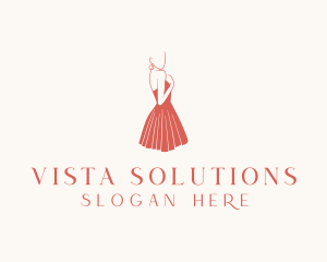 Lady Red Dress Fashion  logo design