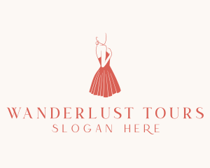 Lady Red Dress Fashion  logo design