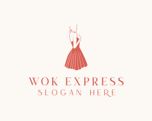 Lady Red Dress Fashion  logo design