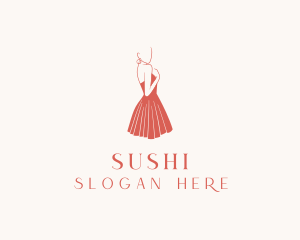 Lady Red Dress Fashion  logo design