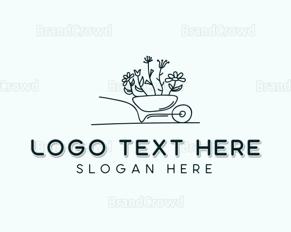 Wheelbarrow Flower Gardener Logo