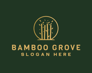 Bamboo - Gold Bamboo Tree Leaves logo design