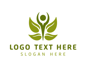 Yoga - Green Human Leaf logo design