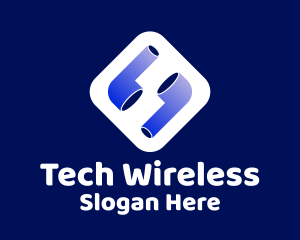 Wireless - Blue Wireless Earbuds logo design