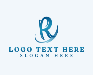 Painting - Wave Business Letter R logo design