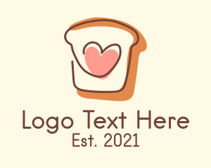Bread Slice - Heart Bread Slice logo design