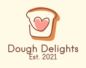 Dough - Heart Bread Slice logo design