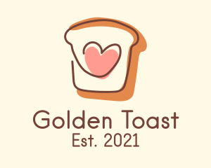 Toast - Heart Bread Slice logo design