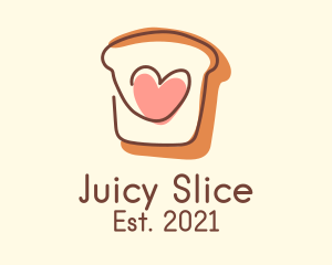 Heart Bread Slice  logo design