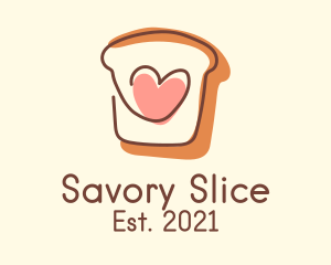 Heart Bread Slice  logo design