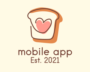 Breakfast - Heart Bread Slice logo design