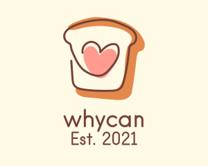 Dough - Heart Bread Slice logo design