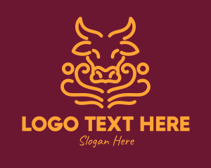 Ox - Golden Ox Head logo design