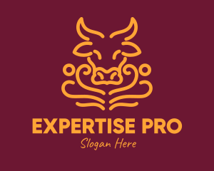 Golden Ox Head logo design