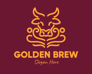 Golden Ox Head logo design