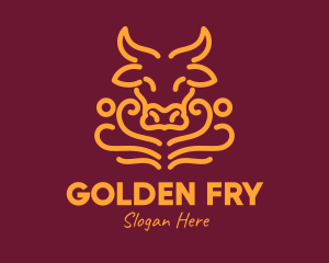 Golden Ox Head logo design