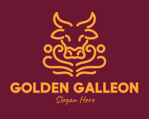 Golden Ox Head logo design