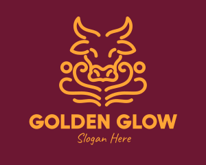 Golden Ox Head logo design