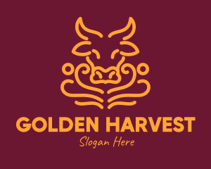 Golden - Golden Ox Head logo design