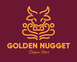 Golden Ox Head logo design