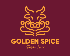 Golden Ox Head logo design