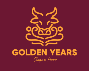 Golden Ox Head logo design