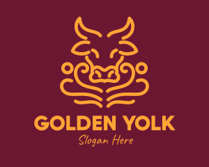 Golden Ox Head logo design