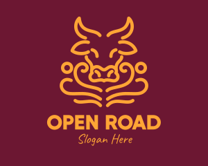 Golden Ox Head logo design