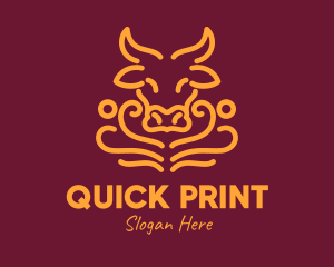 Golden Ox Head logo design